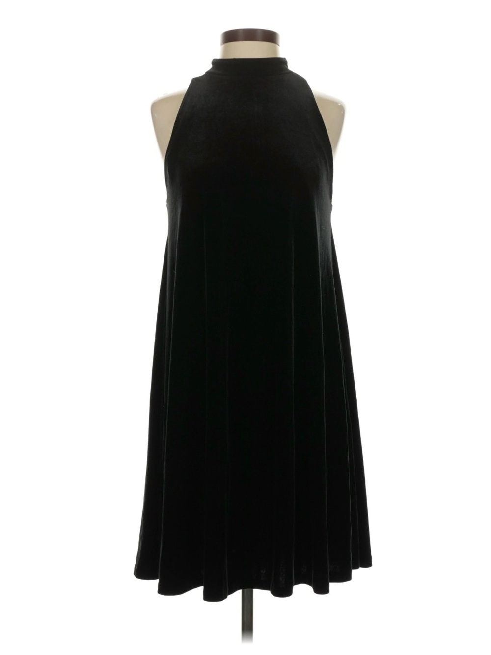 Cynthia Rowley Black Velvet Sleeveless Mock Neck Cocktail Dress